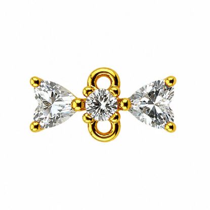 Wholesale Gold over Sterling Silver CZ Stone Bow Charm Connector- 9mm (sold per piece)