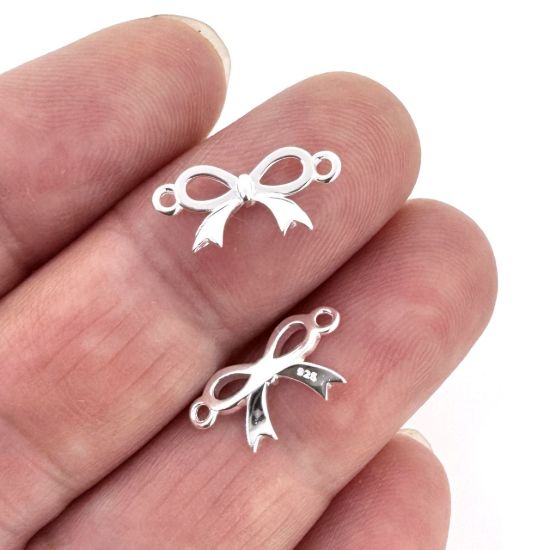 Wholesale 925 Sterling Silver Bow Charm Connector- 7*15mm (sold per piece)