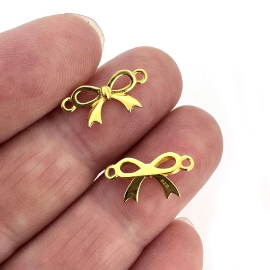 Wholesale Gold over Sterling Silver Bow Charm Connector- 7*15mm (sold per piece)