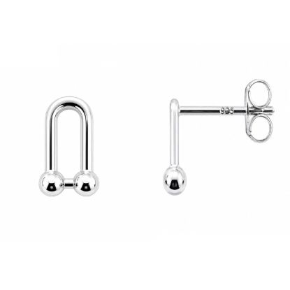 Wholesale 925 Sterling Silver U Link Stud Earrings- 9mm