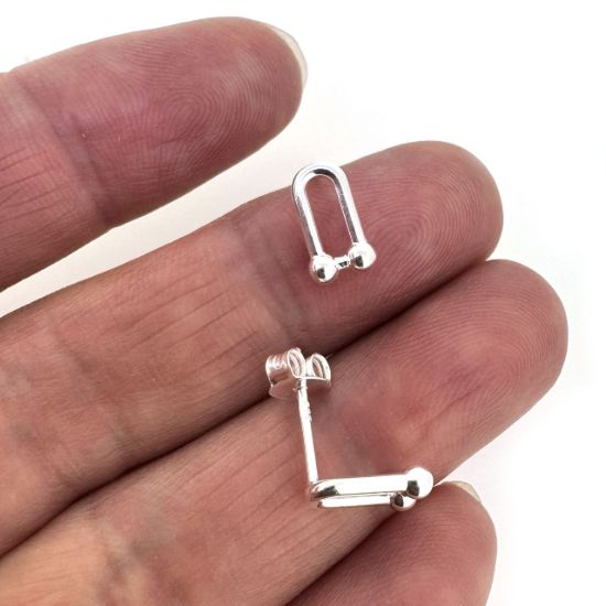 Wholesale 925 Sterling Silver U Link Stud Earrings- 9mm