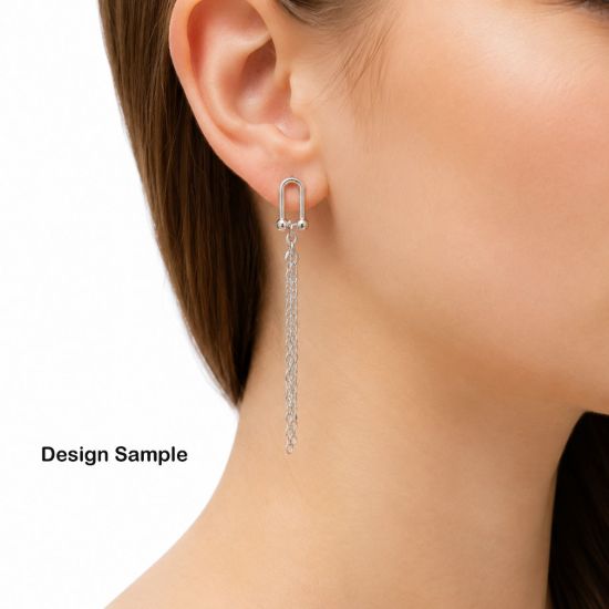 Wholesale 925 Sterling Silver U Link Stud Earrings- 9mm