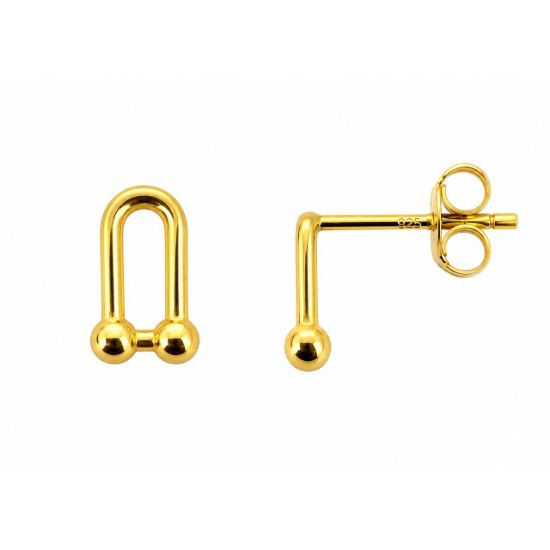 Wholesale Gold over Sterling Silver U Link Stud Earrings- 9mm