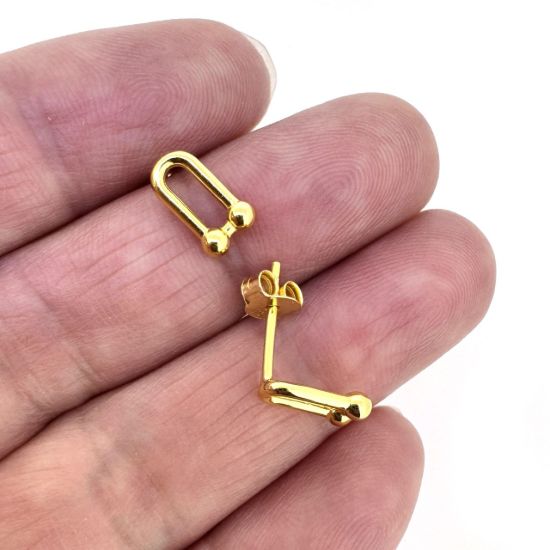 Wholesale Gold over Sterling Silver U Link Stud Earrings- 9mm