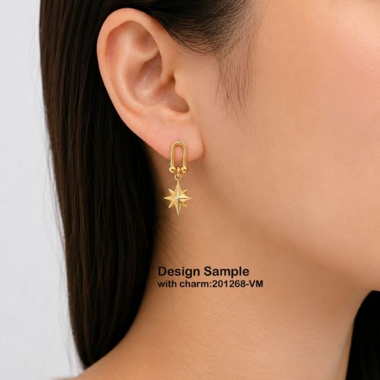Wholesale Gold over Sterling Silver U Link Stud Earrings- 9mm