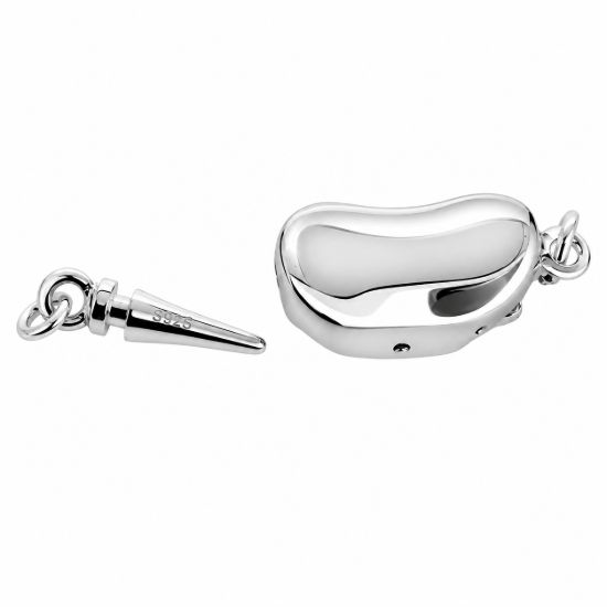 Wholesale Sterling Silver High Polish Bean Shape Push In Box Clasp for Beading Jewelry-16mm