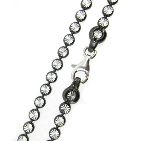 Wholesale Rhodium Over Sterling Silver Finished Chain - 3mm Double Sided Diamond Cut Chain