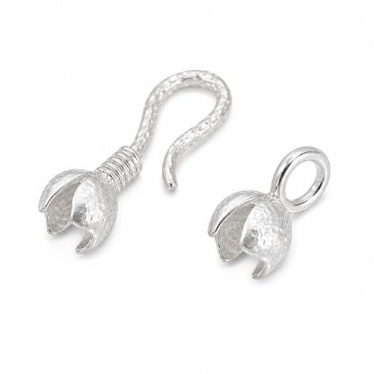 Wholesale Sterling Silver Textured Hook Clasp with Crimp Bead Cover- 4mm  or 5mm (sold per set)