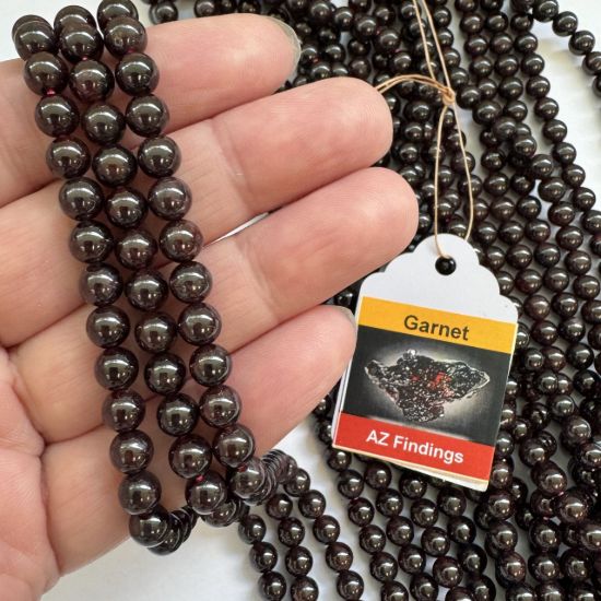 Wholesale Natural Gemstone Beads - 100% Genuine Garnet Gemstone Bead - Smooth Round Shape - (Sold Per 15" Strand)