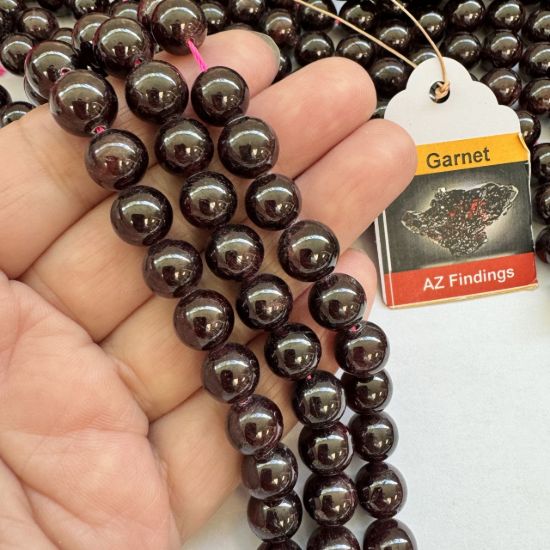 Wholesale Natural Gemstone Beads - 100% Genuine Garnet Gemstone Bead - Smooth Round Shape - (Sold Per 15" Strand)