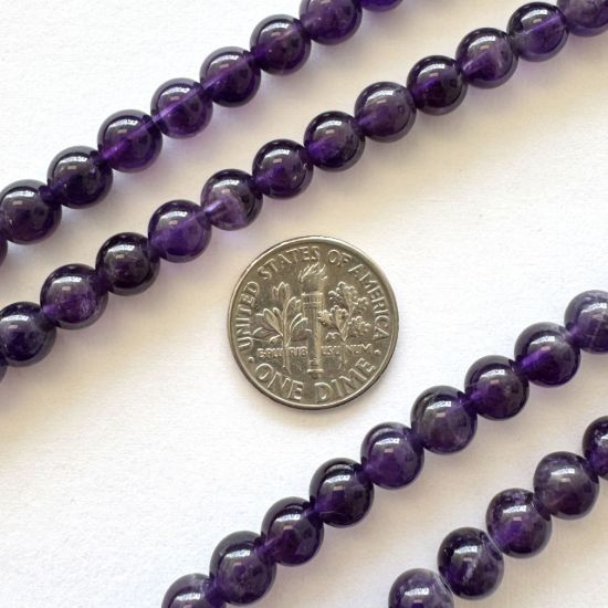 Wholesale Natural Gemstone Beads - 100% Genuine Amethyst Gemstone Bead - Smooth Round Shape - (Sold Per 15" Strand)