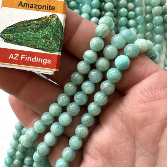 Wholesale Natural Gemstone Beads - 100% Genuine Russian Amazonite Gemstone Bead - Smooth Round Shape - (Sold Per 15" Strand)