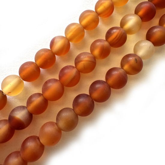 Wholesale Natural Gemstone Beads - 100% Genuine Matte Carnelian Gemstone Bead (Heated)- Smooth Round Shape - (Sold Per 15" Strand)
