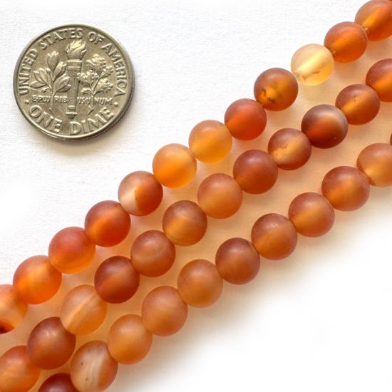 Wholesale Natural Gemstone Beads - 100% Genuine Matte Carnelian Gemstone Bead (Heated)- Smooth Round Shape - (Sold Per 15" Strand)