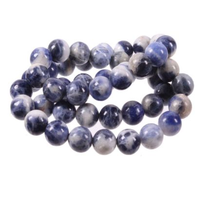 Wholesale Natural Gemstone Beads - 100% Genuine Sodalite Gemstone Bead - Smooth Round Shape - (Sold Per 15" Strand)