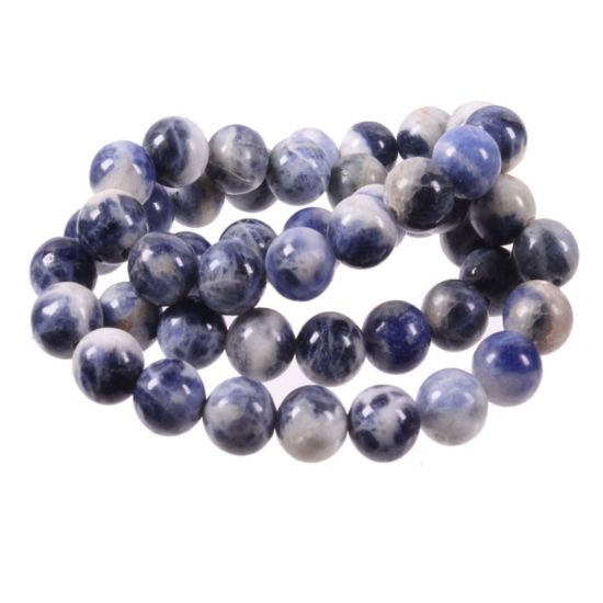 Wholesale Natural Gemstone Beads - 100% Genuine Sodalite Gemstone Bead - Smooth Round Shape - (Sold Per 15" Strand)
