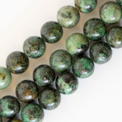 Wholesale Natural Gemstone Beads - 100% Genuine Africa Turquoise Bead - Smooth Round Shape - (Sold Per 15" Strand)