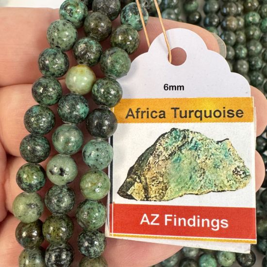 Wholesale Natural Gemstone Beads - 100% Genuine Africa Turquoise Bead - Smooth Round Shape - (Sold Per 15" Strand)