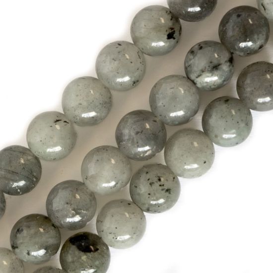 Wholesale Natural Gemstone Beads - 100% Genuine Grey Labradorite Bead - Smooth Round Shape - (Sold Per 15" Strand)