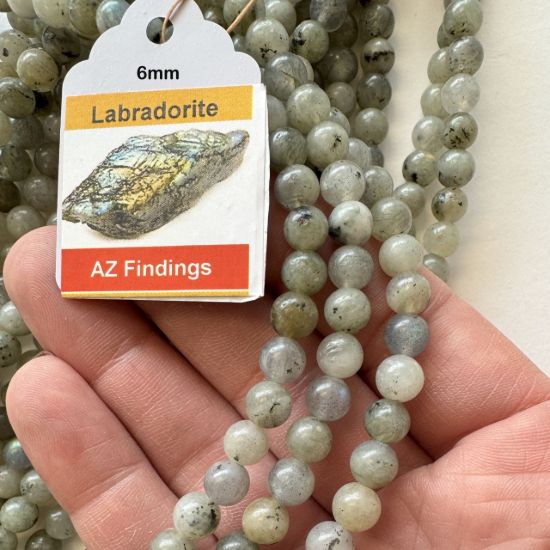Wholesale Natural Gemstone Beads - 100% Genuine Grey Labradorite Bead - Smooth Round Shape - (Sold Per 15" Strand)