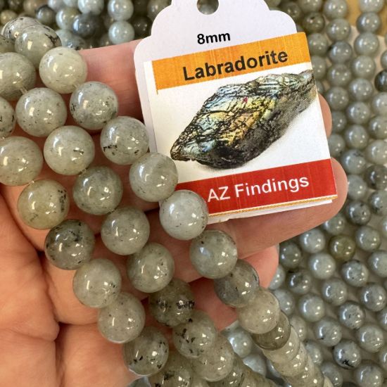 Wholesale Natural Gemstone Beads - 100% Genuine Grey Labradorite Bead - Smooth Round Shape - (Sold Per 15" Strand)