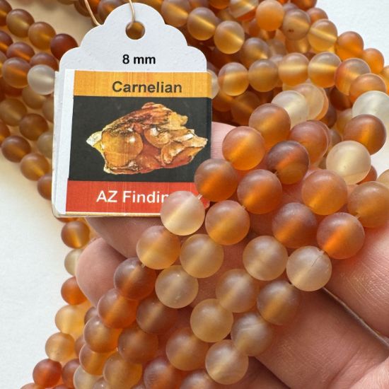 Wholesale Natural Gemstone Beads - 100% Genuine Matte Carnelian Gemstone Bead (Heated)- Smooth Round Shape - (Sold Per 15" Strand)