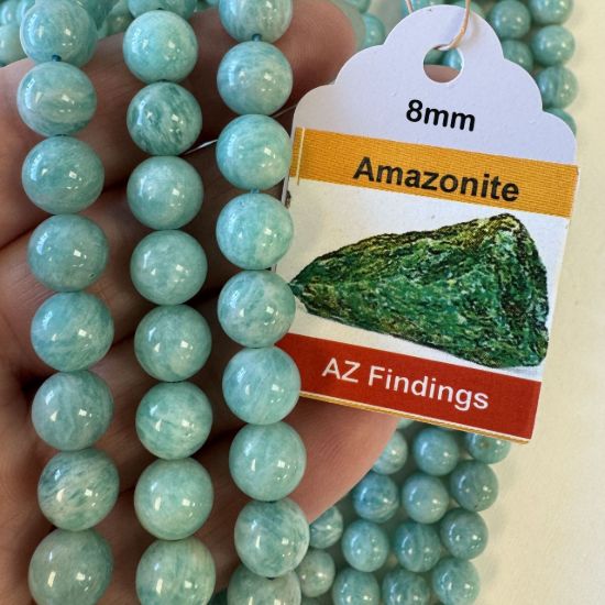 Wholesale Natural Gemstone Beads - 100% Genuine Russian Amazonite Gemstone Bead - Smooth Round Shape - (Sold Per 15" Strand)