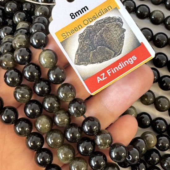 Wholesale Natural Gemstone Beads - 100% Genuine Golden Sheen Obsidian Gemstone Bead - Smooth Round Shape - (Sold Per 15" Strand)