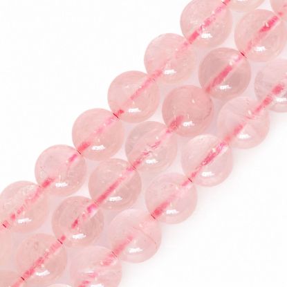 Wholesale Natural Gemstone Beads - 100% Genuine Rose Quartz Gemstone Bead - Smooth Round Shape - (Sold Per 15" Strand)