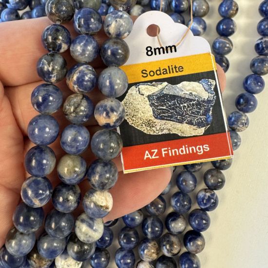 Wholesale Natural Gemstone Beads - 100% Genuine Sodalite Gemstone Bead - Smooth Round Shape - (Sold Per 15" Strand)