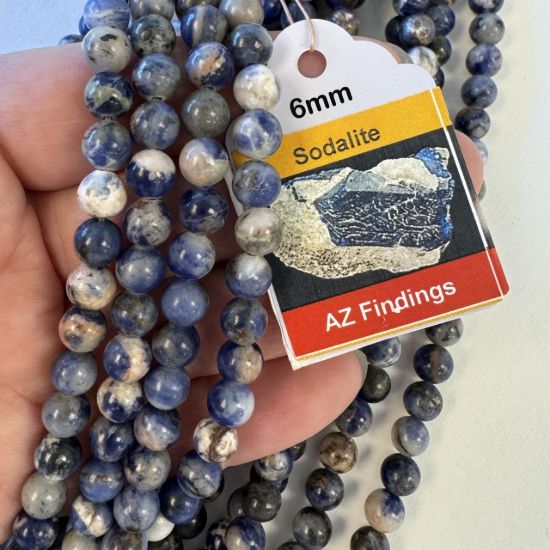 Wholesale Natural Gemstone Beads - 100% Genuine Sodalite Gemstone Bead - Smooth Round Shape - (Sold Per 15" Strand)