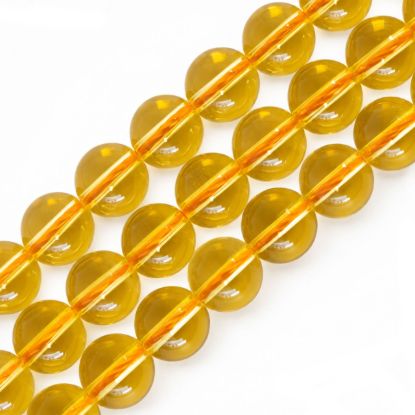 Wholesale Natural Gemstone Beads - High End Citrine Crystal Bead (Heated) - Smooth Round Shape - (Sold Per 15" Strand)