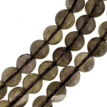 Wholesale Natural Gemstone Beads - 100% Genuine Smoky Crystal Bead - Smooth Round Shape - (Sold Per 15" Strand)
