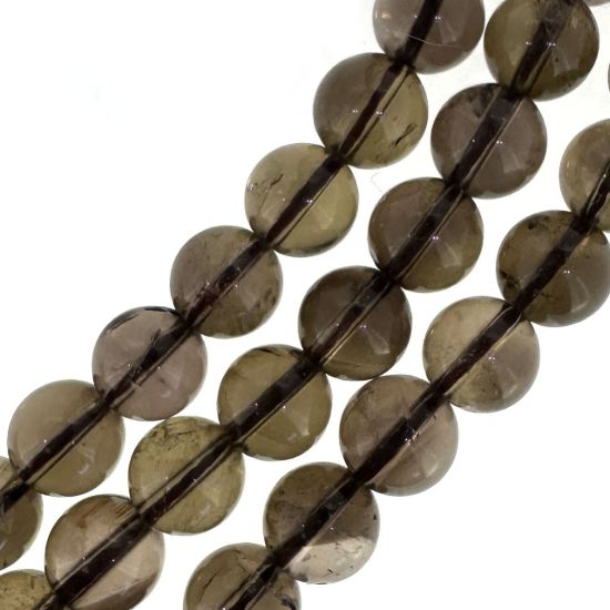 Wholesale Natural Gemstone Beads - 100% Genuine Smoky Crystal Bead - Smooth Round Shape - (Sold Per 15" Strand)