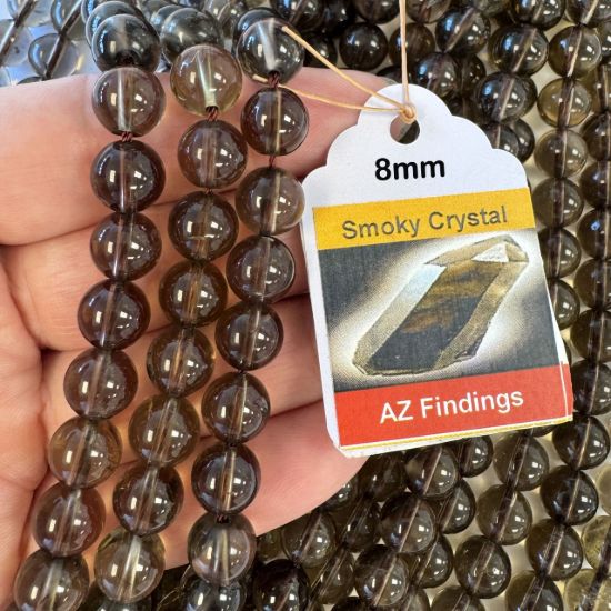 Wholesale Natural Gemstone Beads - 100% Genuine Smoky Crystal Bead - Smooth Round Shape - (Sold Per 15" Strand)