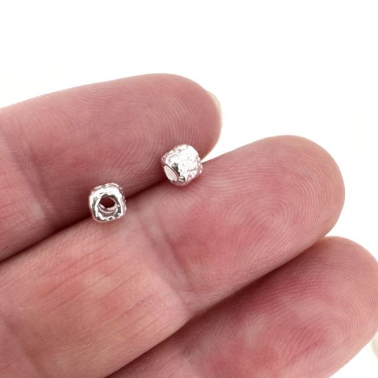Wholesale Sterling Silver Bead Spacer- 3.5mm Textured Cube (sold per piece)