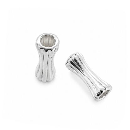 Wholesale Sterling Silver Bead Spacer- 7mm Ribbed Slim Tube (sold per piece)