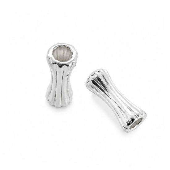 Wholesale Sterling Silver Bead Spacer- 7mm Ribbed Slim Tube (sold per piece)