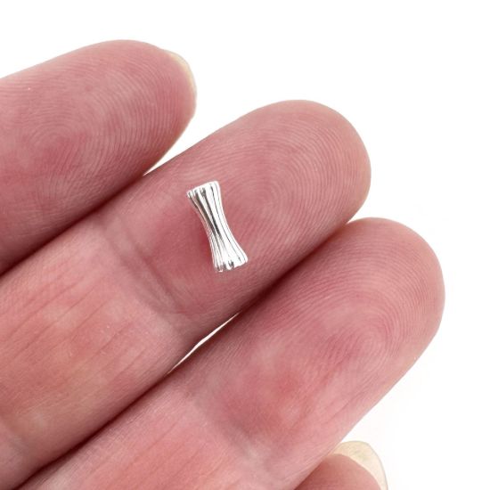 Wholesale Sterling Silver Bead Spacer- 7mm Ribbed Slim Tube (sold per piece)
