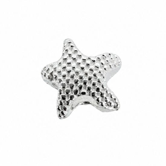 Wholesale Sterling Silver Bead Spacer- 5mm Textured Starfish Bead (sold per piece)