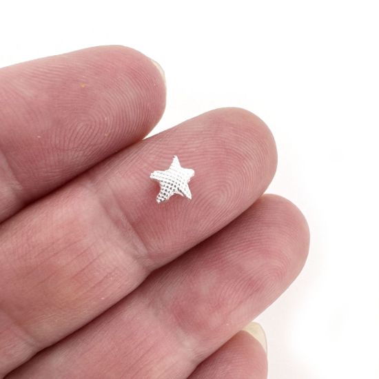 Wholesale Sterling Silver Bead Spacer- 5mm Textured Starfish Bead (sold per piece)