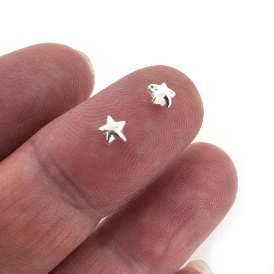 Wholesale Sterling Silver Bead Spacer- 4mm Shiny Tiny Star Bead (sold per piece)