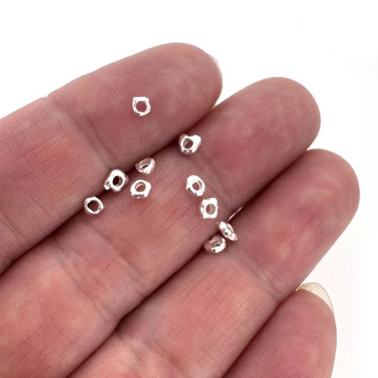 Wholesale Sterling Silver Bead Spacer- 3-4mm Tiny Irregular Beads (10 pcs)