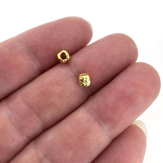 Wholesale Gold over Sterling Silver Bead Spacer- 3.5mm Textured Cube (sold per piece)