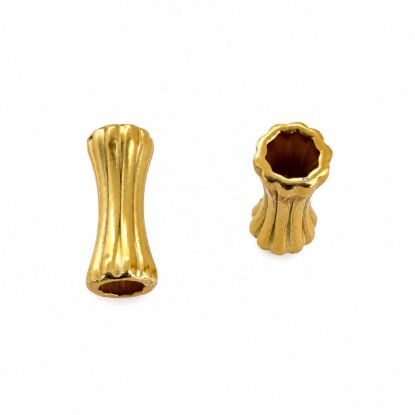 Wholesale Gold over Sterling Silver Bead Spacer- 7mm Ribbed Slim Tube (sold per piece)
