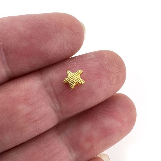 Wholesale Gold over Sterling Silver Bead Spacer- 5mm Textured Starfish Bead (sold per piece)