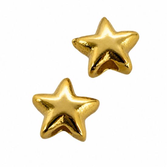 Wholesale Gold over Sterling Silver Bead Spacer- 4mm Shiny Tiny Star Bead (sold per piece)
