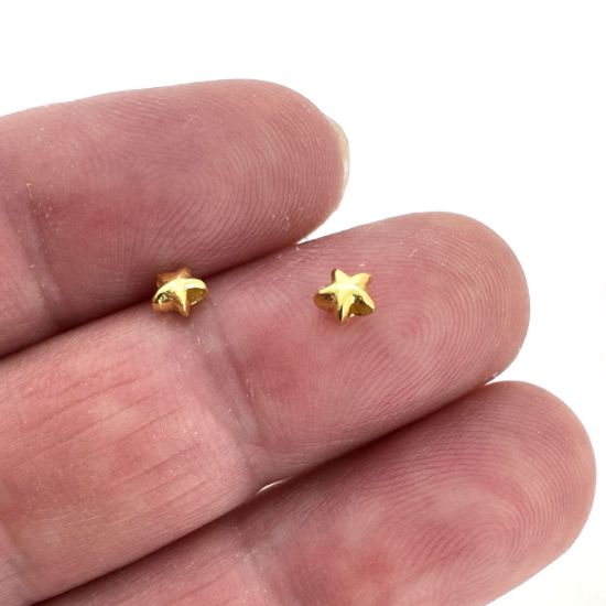 Wholesale Gold over Sterling Silver Bead Spacer- 4mm Shiny Tiny Star Bead (sold per piece)