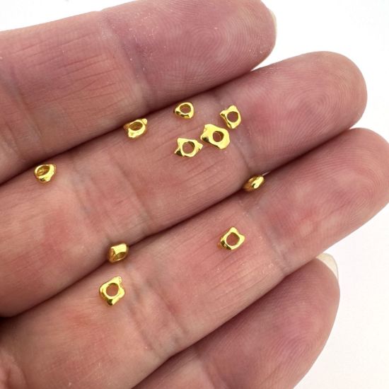 Wholesale Gold over Sterling Silver Bead Spacer- 3-4mm Tiny Irregular Beads (10 pcs)