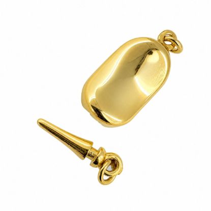 Wholesale Gold over Sterling Silver High Polish Bean Shape Push In Box Clasp for Beading Jewelry-16mm